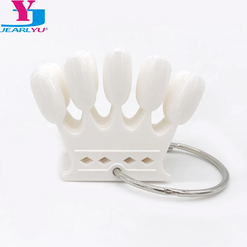

10 Pcs/set False Nail Tips White Crown Nail Dipslay Polish Color Card Acrylic Practice Chart Palette Buckle Ring Practice Tools