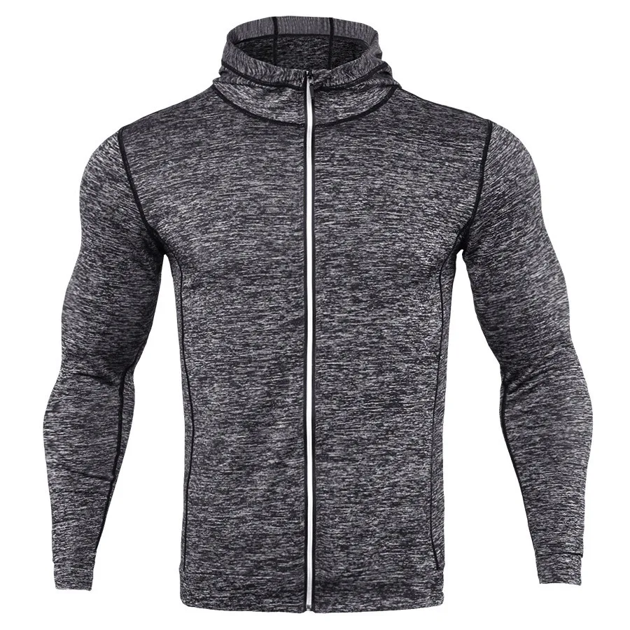 

Men Running Sport Hoodie Sweatshirt Gym Fitness Training Outerwear Jackets Male Compression Quick dry Jogging Crossfit Clothing