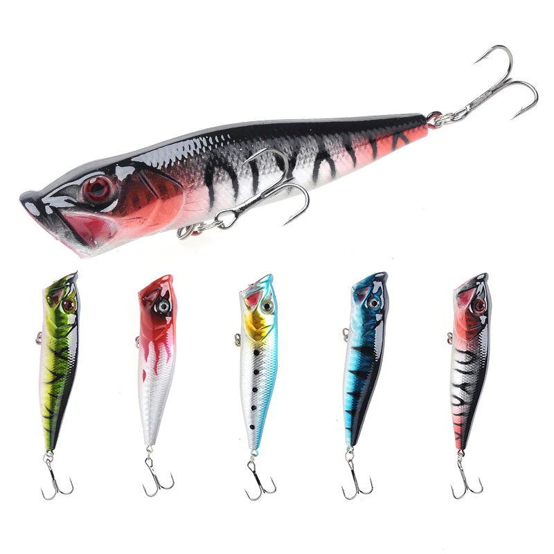 

3D Eyes 6# Hook Popper Fishing Lure 5 Colors Artificial ABS Hard Bait 10cm 14g Fake Swimbait Carp Fishing Plastic Crankbait