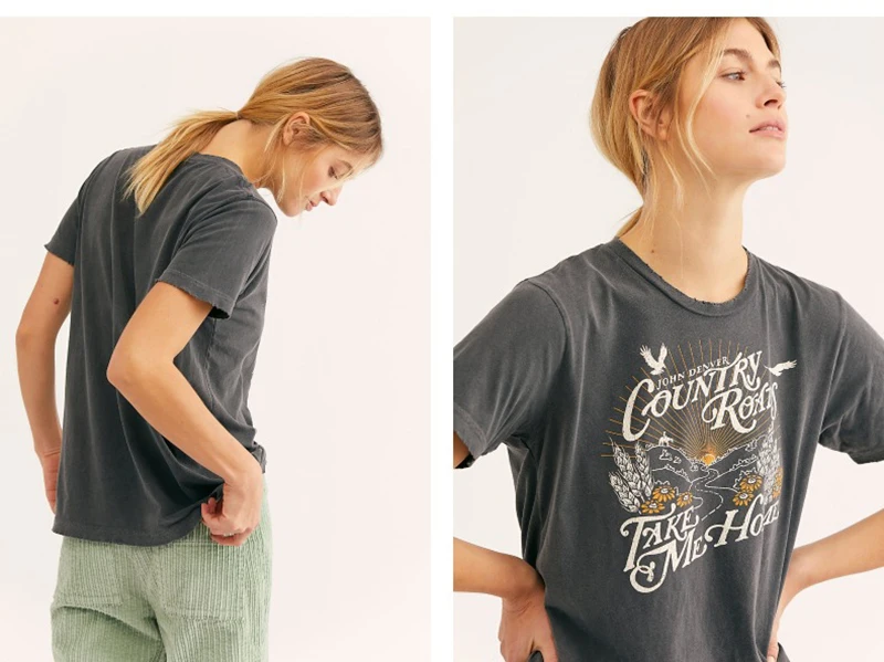 TEELYNN boho футболки кантри роуд принт пуловер Топ o-образным вырезом короткий рукав хлопок летняя футболка Цыганский женский топ блуза