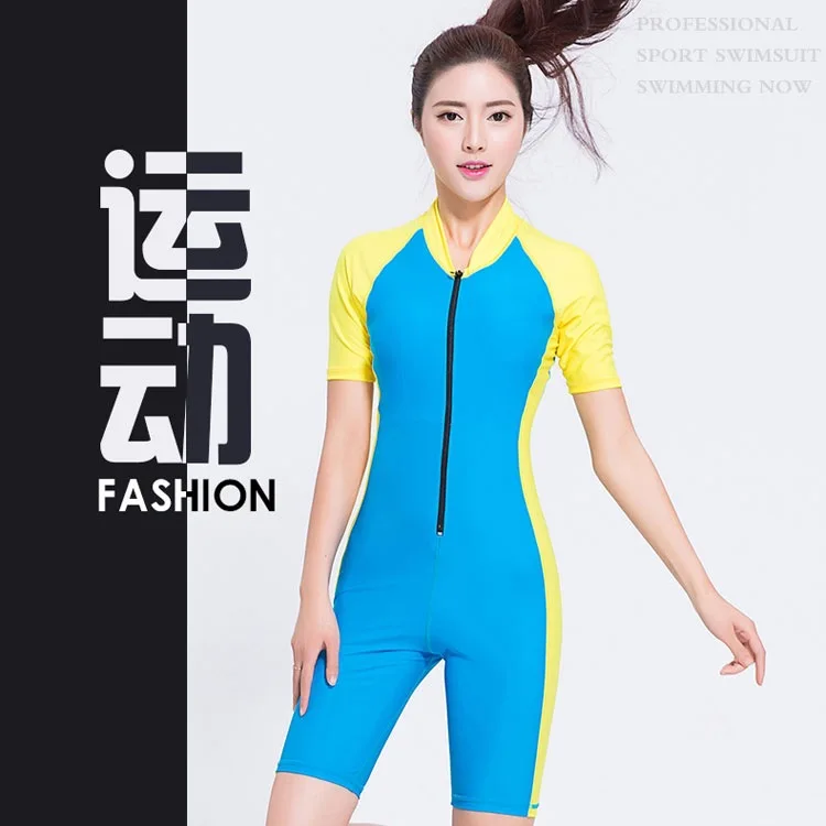 Sexy Women Wetsuits Patchwork Color Diving Suit Slim Lady One Pieces