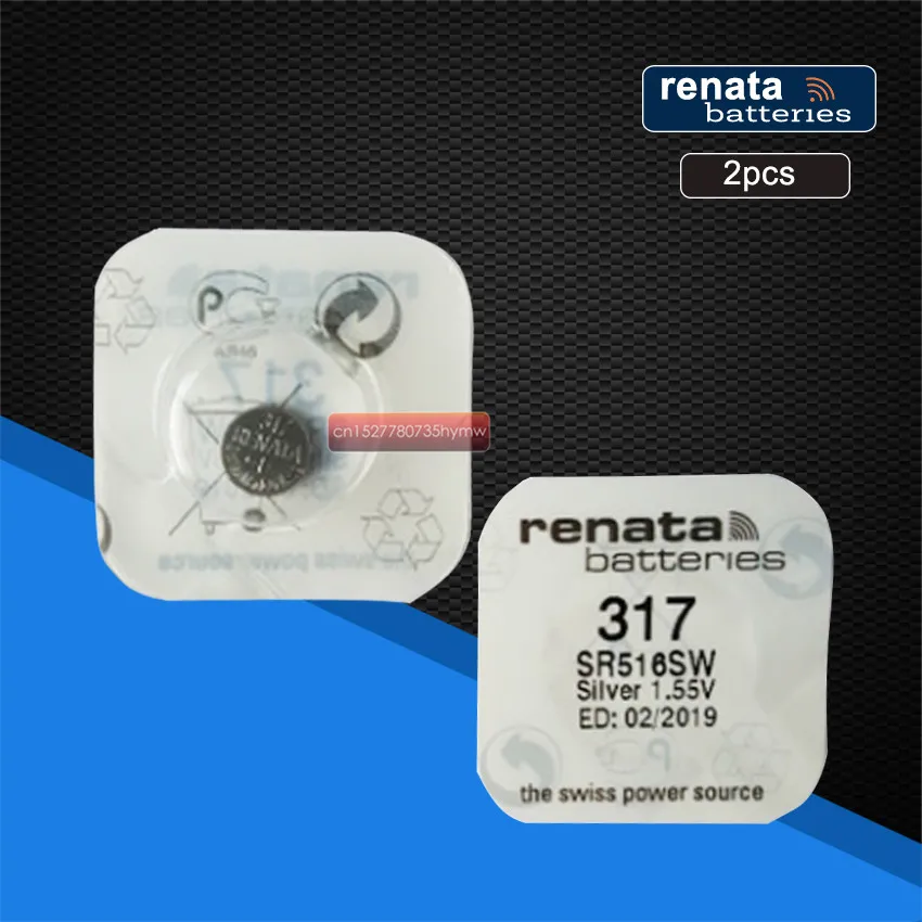 2 упаковки Renata долговечная 317 SR516SW SR62 D317 V317 батарея для часов серебряные Оксидные