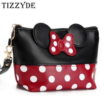 

Bow tie Minnie Mickey Cosmetic Bag Wave Point Women Dots Travel Necessarie Organizer Toiletry Bag Fashion Makeup Bag JXY04