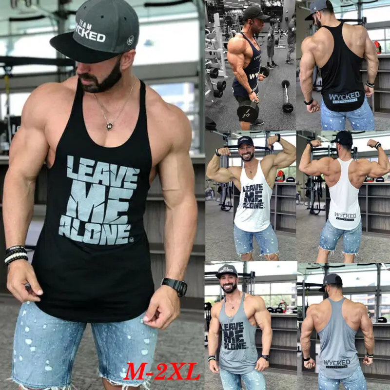 2019 Brand New Style M-2XL Fitness Men's Muscle Sleeveless Tank Top Tee Shirt Bodybuilding Sport Tank Tops