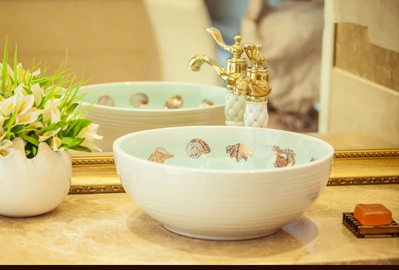 Blue And White Ceramic Art Basin Sinks Counter Top Wash Basin Bathroom Vessel Sinks vanities jingdezhen wash basin bowls (13)
