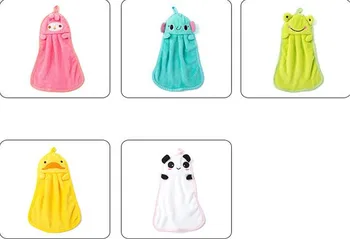 

New 100pcs Candy Colors Soft Coral Velvet Cartoon Animal Towel Can Be Hung Kitchen Cleaning Use