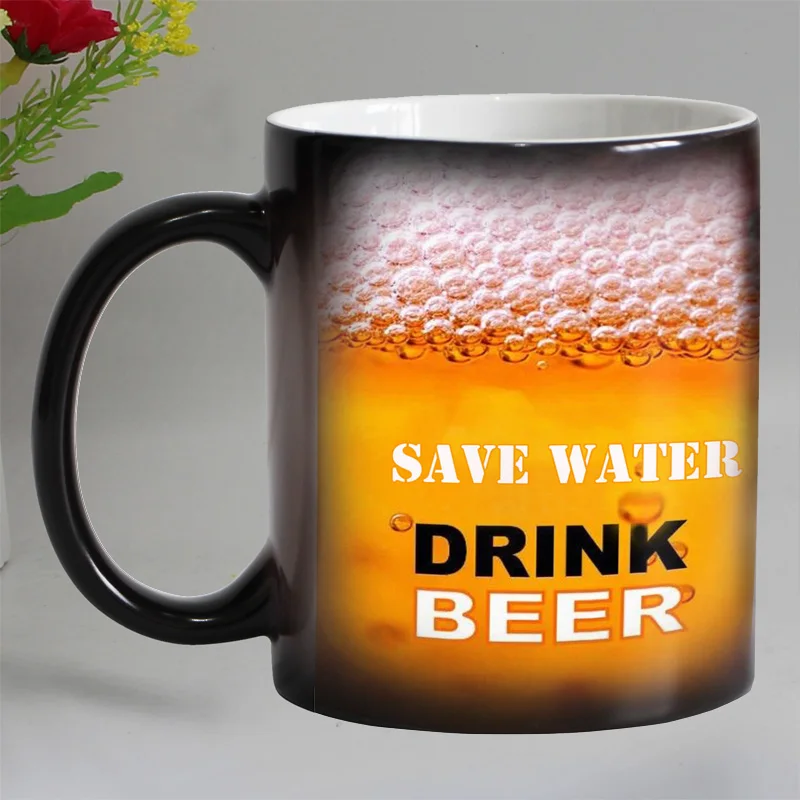 Free shipping Funny novelty Ceramic Color Changing Coffee Mugs Magic