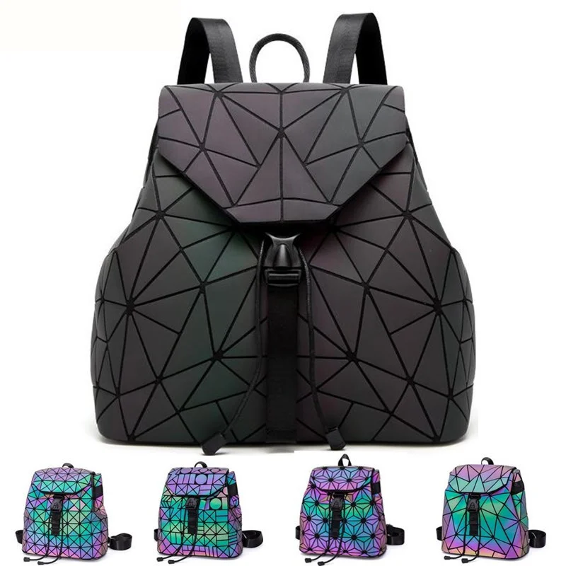 

Luminous Backpack Stitching Lattice Bag Men Women Backpack for Travel Girl School Bag for Student's Backpack Hologram Mochila