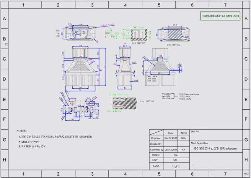 Америка 16A CE медь IEC320 C14 до 2L5-15R бесперебойник для компьютера PDU мощность Rewirable разъем США преобразования гнездо адаптер разъем