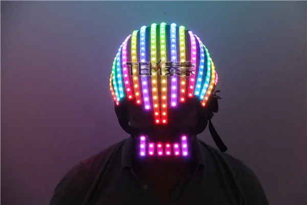Симфония светодиодный полноцветный светодиодный светильник для шлема, светящиеся костюмы для одежды, беспроводной пульт дистанционного управления, робот, лазер, танцевальные представления