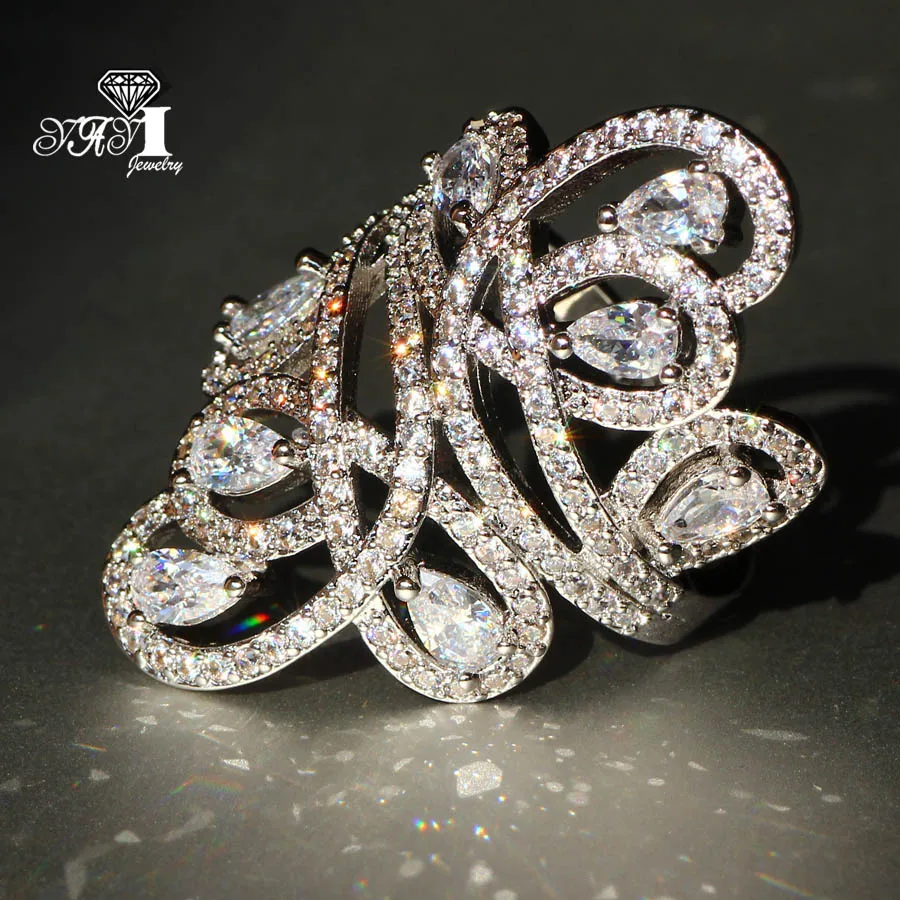 Ювелирные изделия yayi Мода Принцесса огранка 6,3 карат белый циркон серебряный цвет обручальные кольца Свадьба Сердце цветок кольца вечерние кольца