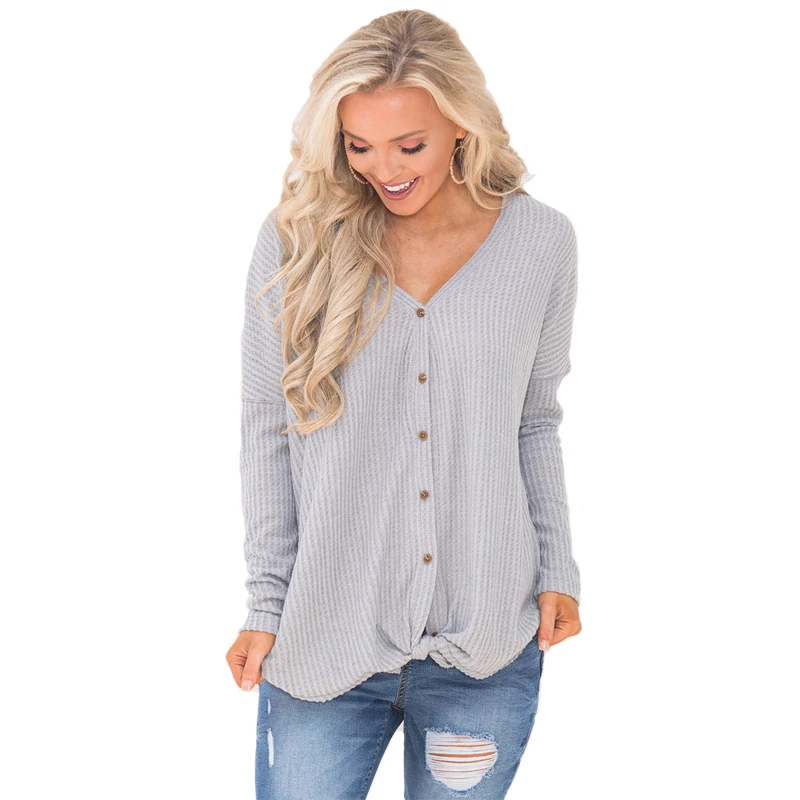 Women Buttons Knitted Sweater Loose Cardigans Tops 2018 Long Sleeve V Neck Autumn Ladies Thin Coat Outerwear Female Clothing