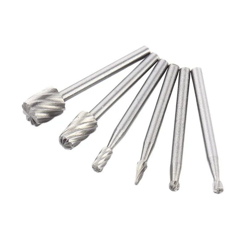 

6pcs Set HSS Routing Wood Milling Rotary Tool Knife File Cutters Woodworking Carving Carved Cutter Tools Accessories