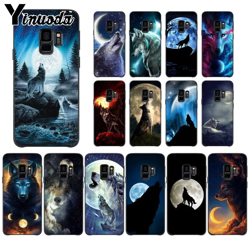 Yinuoda Moon roaring wolf силиконовый тпу мягкий черный чехол для телефона GALAXY s5 s6 edge plus s7 s8 s9