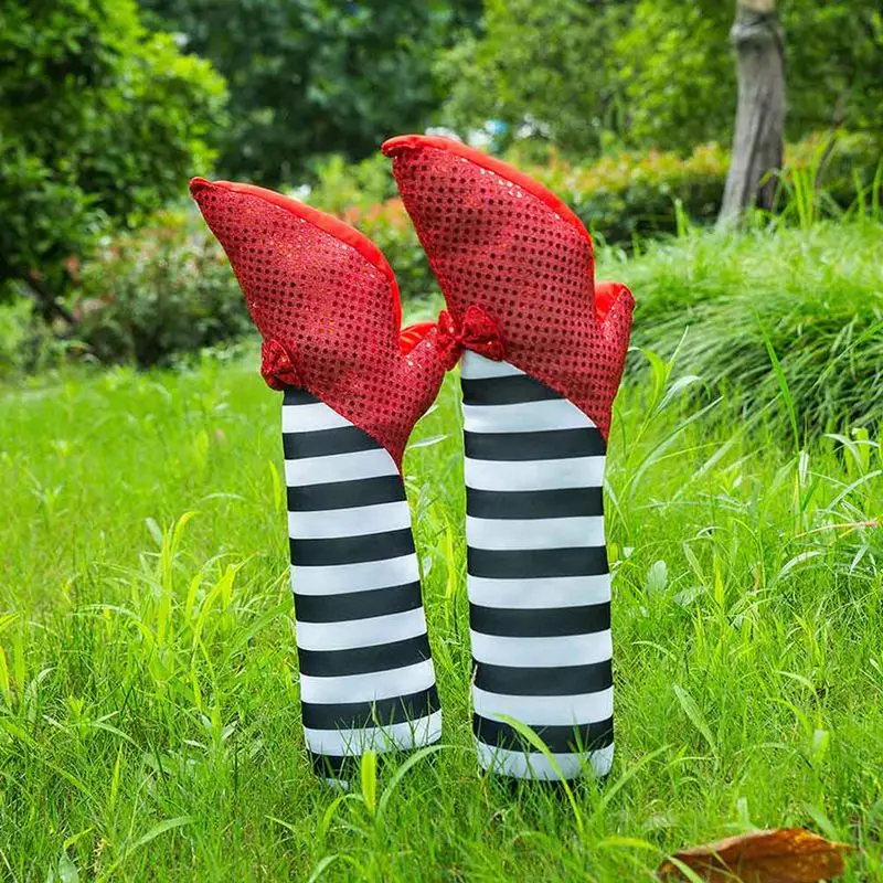

Halloween Witch Striped Prosthetic Leg Courtyard Decoration Scary Stage Magic Props ghost's Hanging high-heeled Shoes Leg Strap