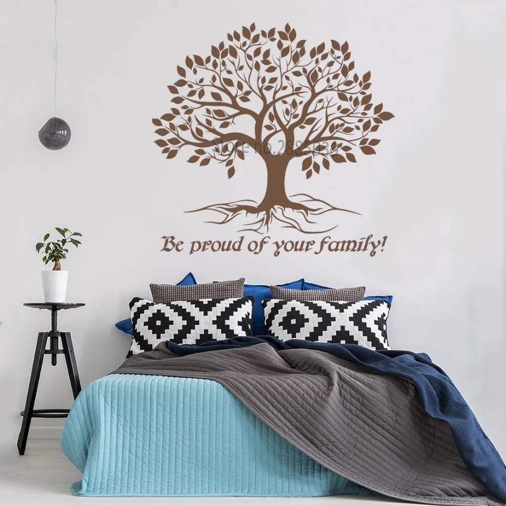 Vinyl Large Tree Quote Wall Decals Be Proud Of Your Family Tree Of Life Stickers For Livingroom Wall Decor Wallpapers Hot LC1009