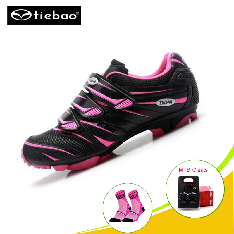 

TIEBAO Cycling Shoes sapatilha ciclismo mtb SPD Cleats women Pink Mountain Bike Bicycle Self-locking Shoes cycling sneakers