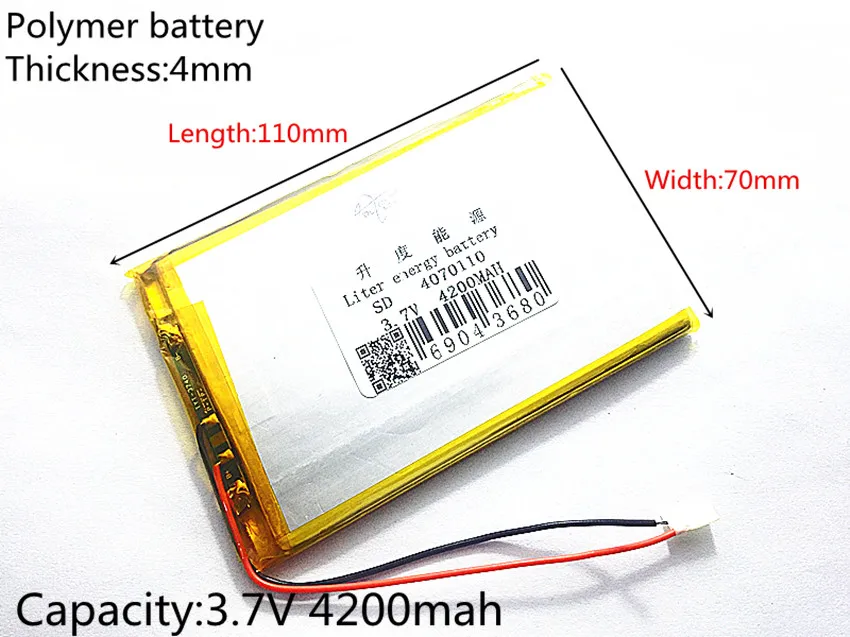 Размер 4070110 3 7 V 4200mah литий полимерный аккумулятор с защитной доской для дюймового