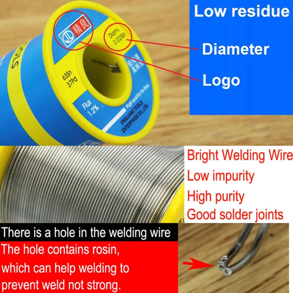 Припой сварочная проволока Sn63 Pb37 1.2% поток с низкой температурой плавления Температура non-галоида неагрессивных Non-всплеск без запаха для пайки