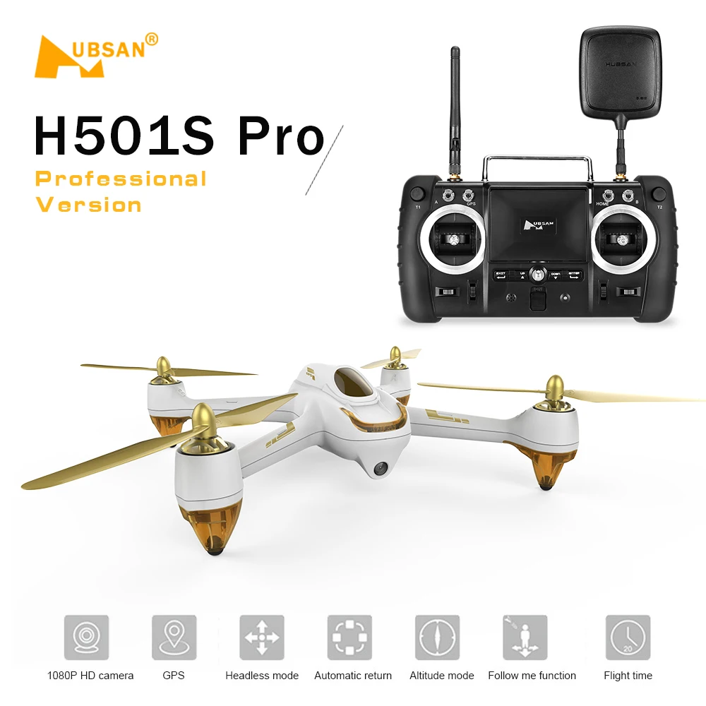 

Original Hubsan H501S Pro X4 5.8G WIFI FPV Brushless Drone with Camera 1080P 10CH 6 Axis GPS Professional Quadcopter RC Done