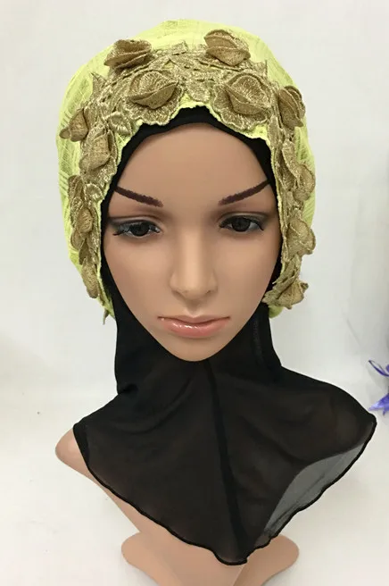 Модная вышивка цветочный мусульманский хиджаб исламский шарф в арабском стиле Шалуны Головные уборы Шапки