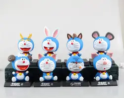 Бесплатная доставка милые 5 "Аниме Doraemon cos животные в коробке 12 см качающаяся голова игрушка модель автомобиля украшения ПВХ фигурка куклы