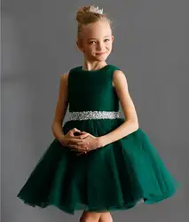 Короткие Нарядные платья для девочек 2018 бальное платье Строгая детская одежда День рождения платье с цветочным узором для девочек Платье