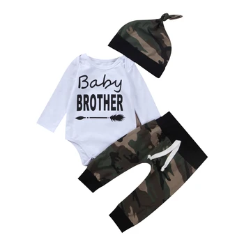 

Pudoco Baby Brother boy Fall clothes set bodysuit pant hat 3pcs