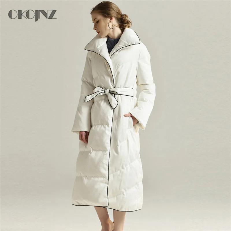 

Thick Warm velvet Down jacket plus long Women Winter Outerwear Fashion Casual Solid color Slim Down Coat Female YY237