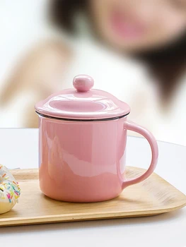 

Porcelain enamel cup nostalgia mug retro tea water cup glazed coffee cup drinkware milk breakfast mug