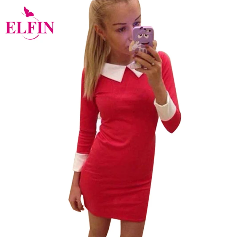 

Women Dress Slim Fit Long Sleeve Party Dresses Mini Turn Down Collar Office dress Plus Size Women Clothing QAF019R
