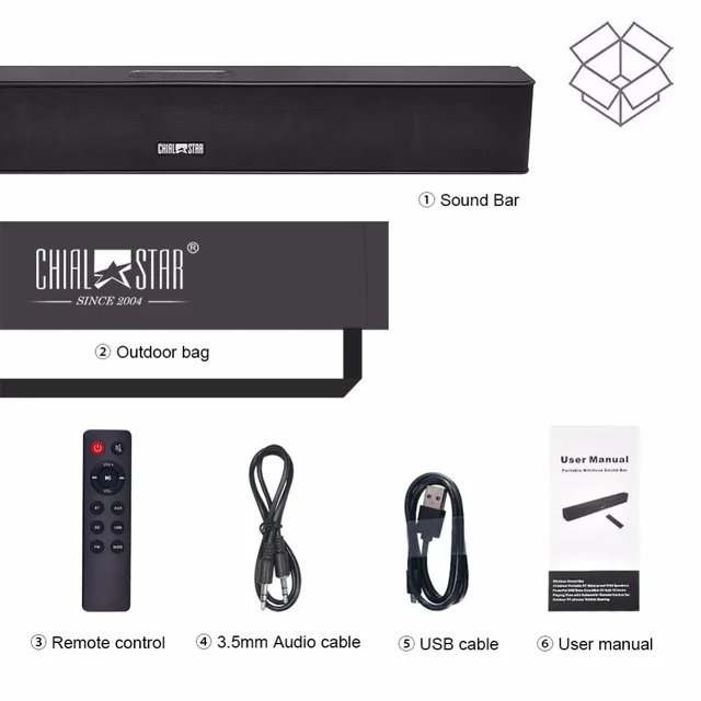 Soundbar Q5 Black 24W Updated Wireless Sound Bar 21 Inch Portable Bluetooth 4.2 Power Speakers Indoor Yoga Outdoor Party Meeting