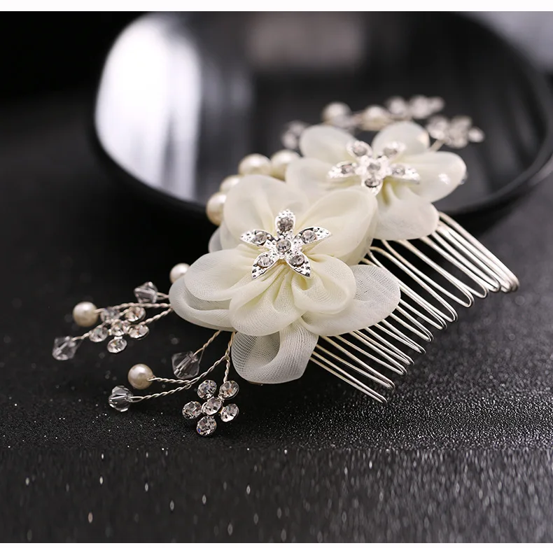 

Ornaments Bridal Wedding Hair Accessories Floral Headdress Crystal Beaded with Comb Romantic Hairwear Flower Hair accessories