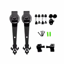LWZH Sliding Barn Door Hardware Set Black Antique Style Three Leaves Shaped Roller for Closet Sliding Door