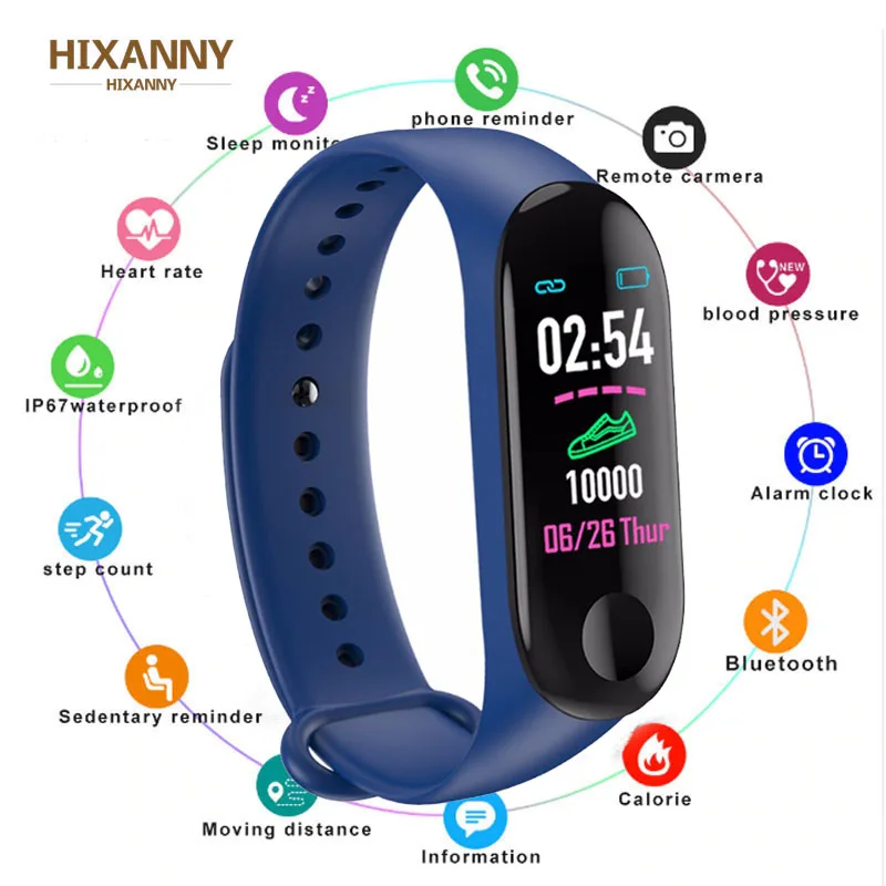 

M3 Smart Bracelet Women Men Call Information Reminder Heart Rate Sports Waterproof Color Screen Smart Bracelet For Android IOS