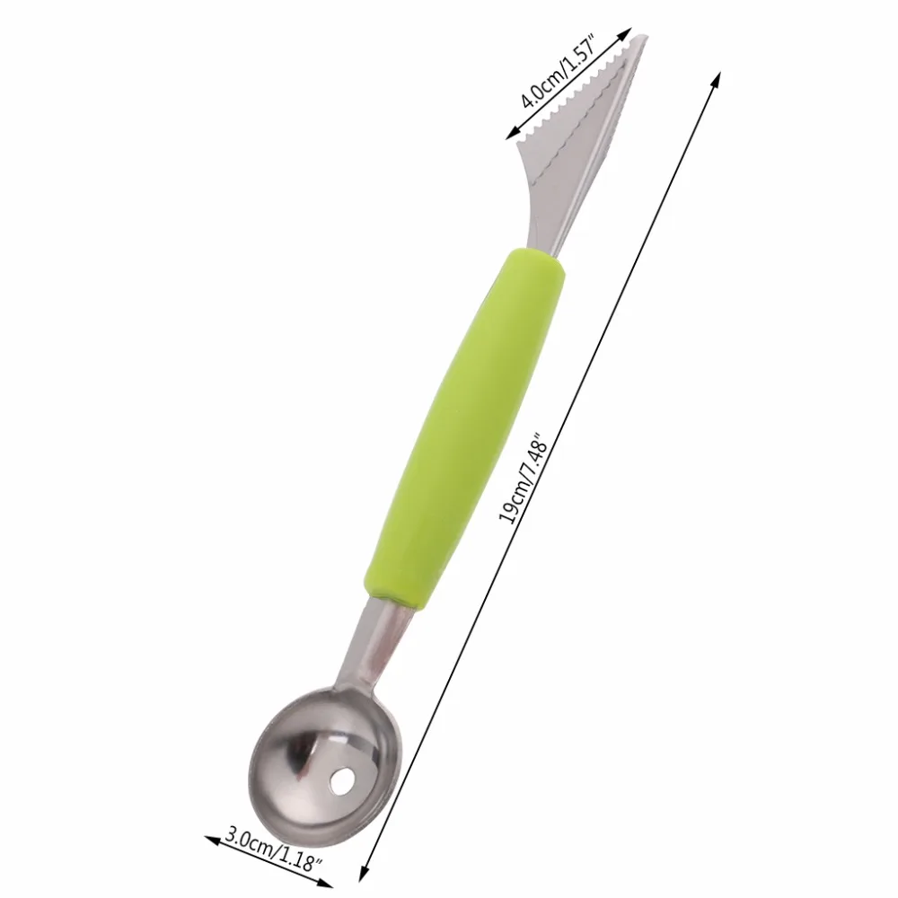 Двойная сторона круглая лопатка для дыни маленький нож для фруктов вырезание ложкой инструмент Нержавеющая сталь 19 см