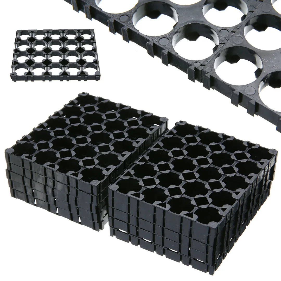 Mayitr 10pcs 4x5 Black 18650 Battery Spacer 4x5 Cell Radiating Shell Pack Plastic Heat Holder for 18650 Battery Storage