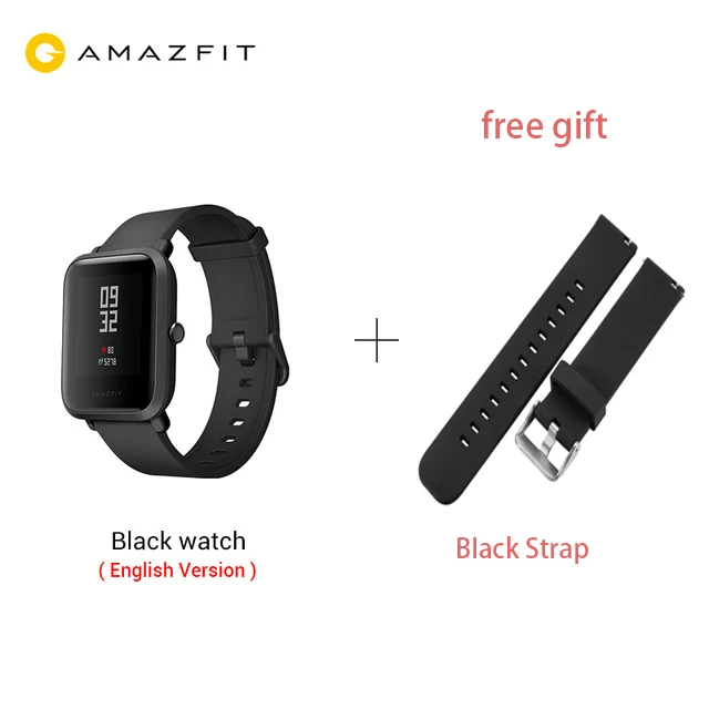 Huami Смарт-часы Amazfit Bip, gps, Gloness, Смарт-часы, часы 45 дней в режиме ожидания для телефона MI8 IOS - Цвет: add black