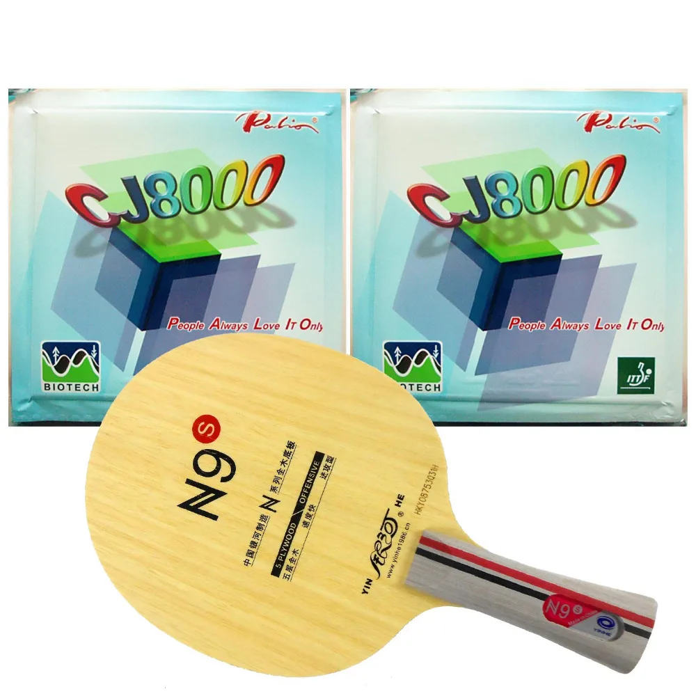 

Galaxy YINHE N9s Table Tennis Blade With 2x Palio CJ8000 BIOTECH 42-44 Degrees Rubber With Sponge Long shakehand FL