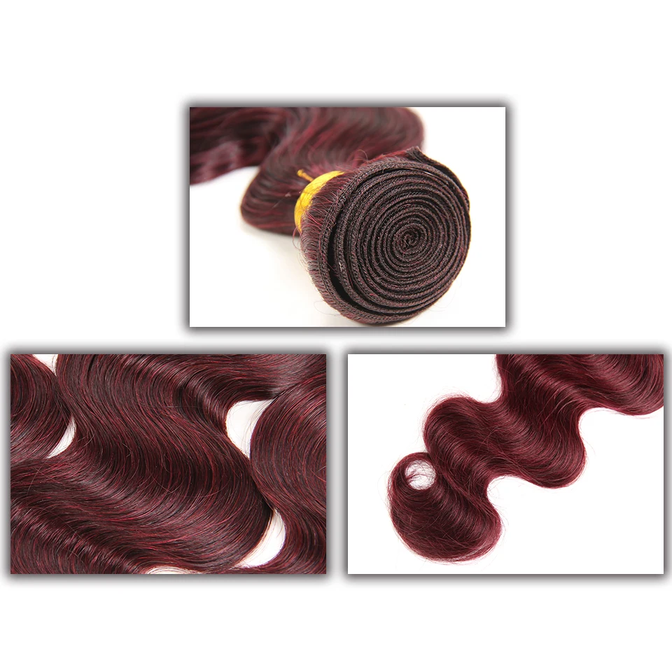 Sleek Remy Human Hair Bundles Pre-colored 99J/27# color  613# Brazilian Body Wave Hair Bundles Natural Human Hair Weave Bundles
