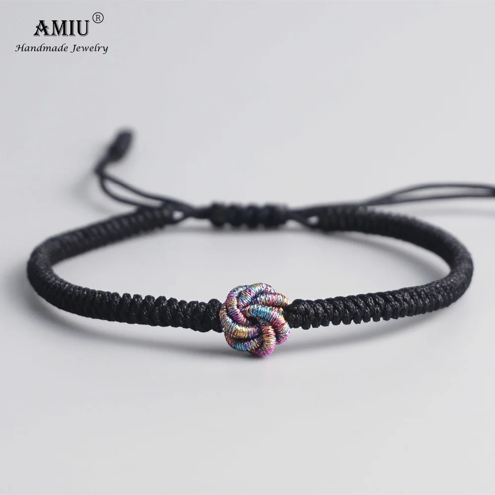 AMIU мандалы тибетский буддийский амулет тибетские браслеты и браслеты для женщин и мужчин ручной работы узлы красная веревка счастливый подарок браслет