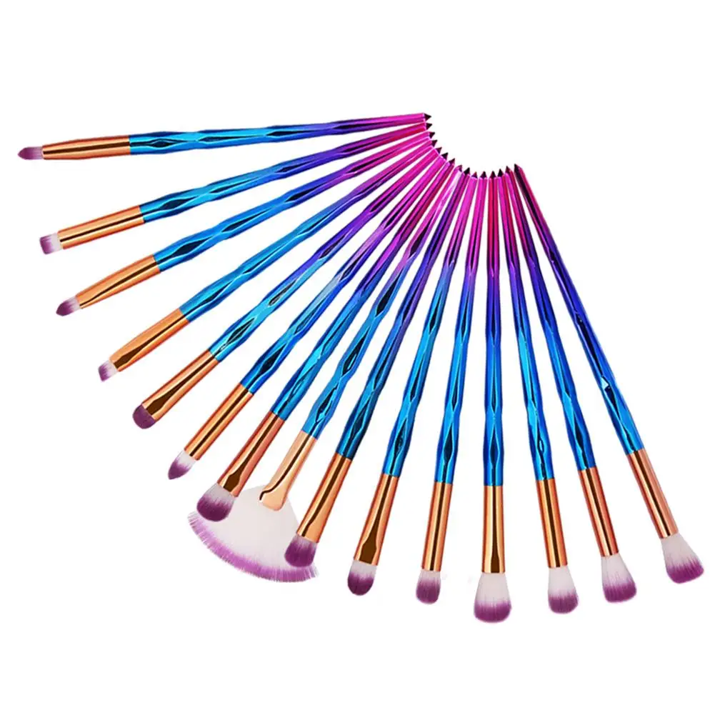 

15pcs Diamond Beauty Contour Makeup Brush Synthetic Hair smooth Fan Foundation eyeshadow eyeliner makeup brush set