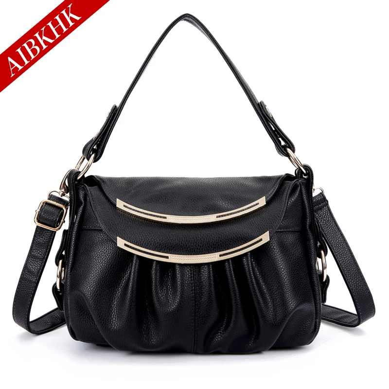 AIBKHK Split Leather Crossbody Bag Women Shoulder Bags Famous Brands