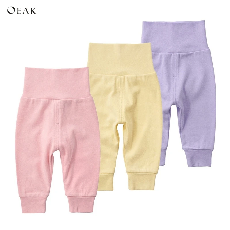 

Oeak 2019 Hot Sale Children's Solid High Belly Leggings Boys And Grils Open Pants High Waist Cotton Pants Baby Clothing