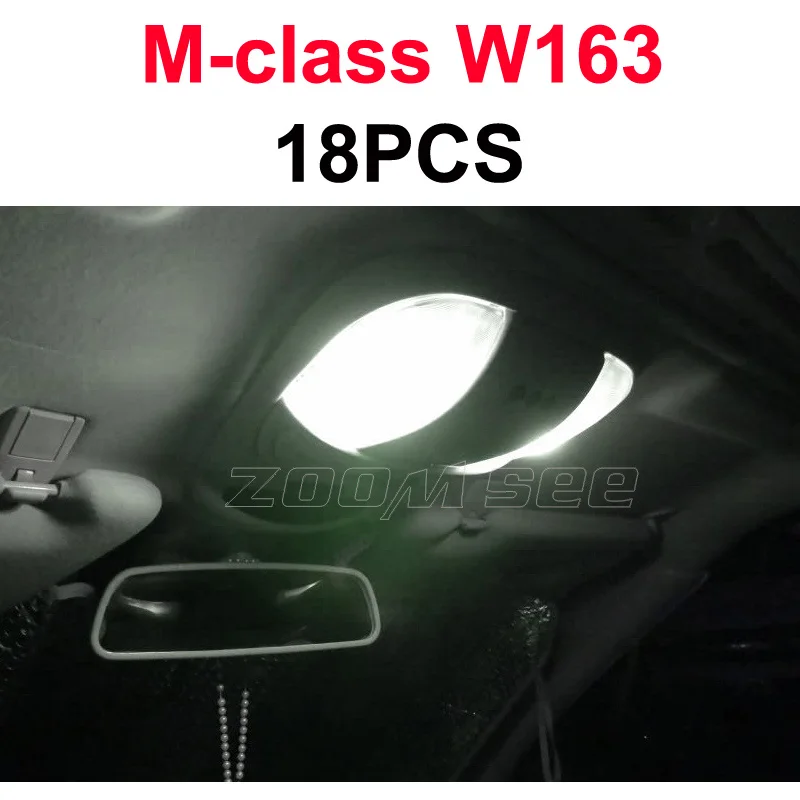 M class W163 - 18PCS Хороший Canbus Белый светодиодный внутренняя карта купола лампочки набор для Mercedes Benz ML GL GLK gla W163 W164 W166 X164 X166 X156 X204 - Испускаемый цвет: M class W163 - 18PCS