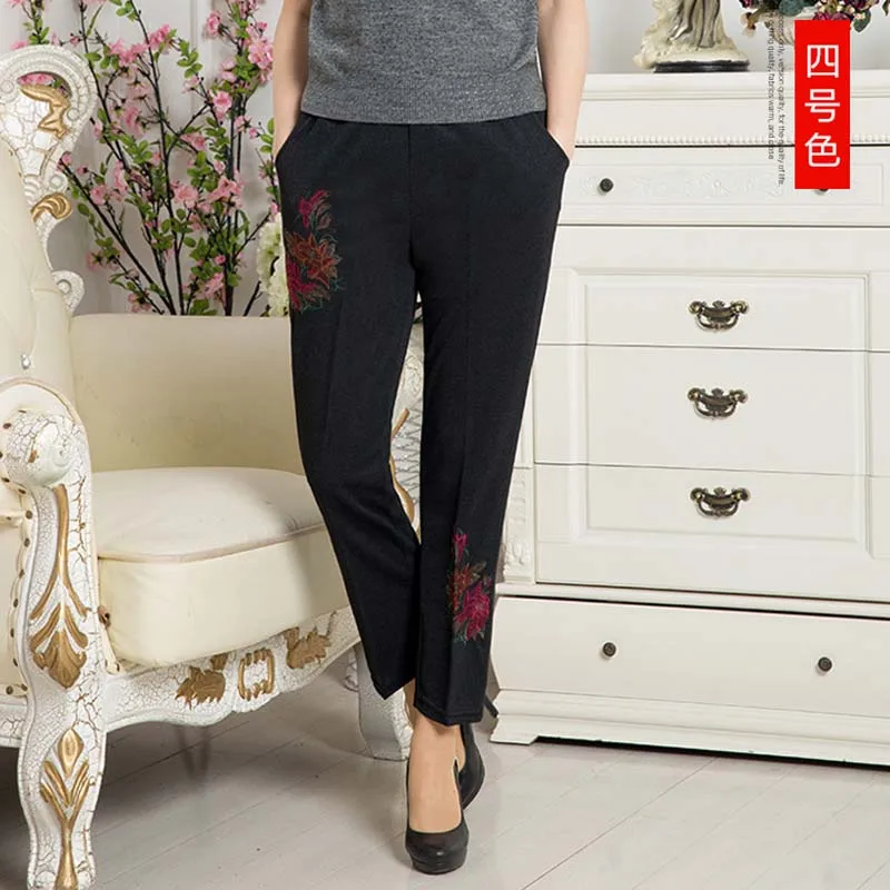 Middle aged women's clothing of spring trousers embroidered slacks