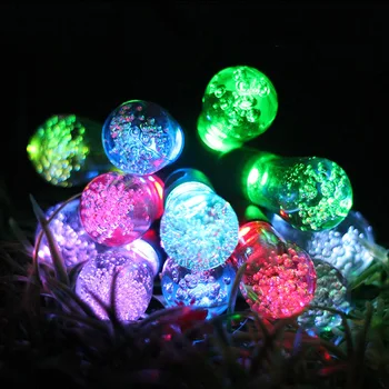 

12pcs LED Bulb Light Solar Powered String Lights Decoration For Christmas Party Holiday Garden 2 Modes With 7 Light Colors