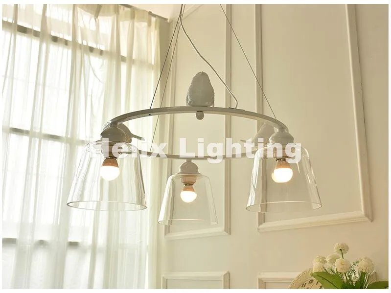 D65cm/D85cm светодиодный светильник в современном скандинавском стиле, креативный светильник для ресторана с птицами, персонализированная Подвесная лампа из стекла в деревенском стиле
