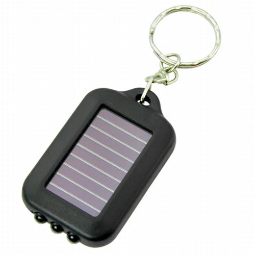 Small Black Solar powered LED Flashlight w/ Keychain handy neat brightin Flashlights & Torches