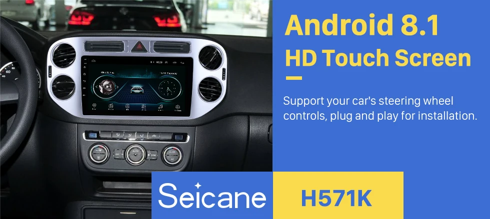 Seicane 2din Android8.1 9 дюймов Автомобильный gps радио плеер для Фольксваген Tiguan 2010 2011 2012 2013 wifi 1080P головное устройство